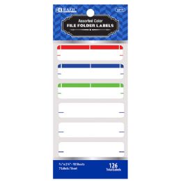 144 Bulk Assorted Color File Folder Label (126/pack)