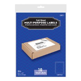 144 Bulk 8.5" X 11" Full Sheet White Multipurpose Labels (10/pack)