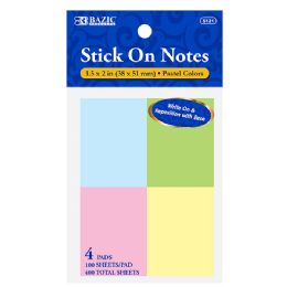 144 Bulk 100 Ct. 1.5" X 2" Stick On Notes (4/pack)