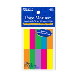 144 Bulk 100 Ct. 0.5" X 1.75" Neon Page Markers (10/pack)