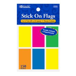 288 Bulk 25 Ct. 1 X 1.7 Neon Color Standard Flags 6pack