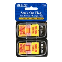 288 Bulk 25 Ct. 1" X 1.7" Yellow Color Printed Sign Here Flags W/ Dispenser 2/pack