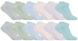 120 Bulk Yacht & Smith Assorted Pastel Colors Rubber Grip Bottom Cotton Yoga, Trampoline Sock Size 9-11