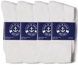 48 Bulk Yacht & Smith King Size Mens Cotton White Crew Socks, Sock Size 13-16