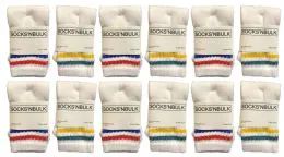1200 Bulk Yacht & Smith Kids Cotton Tube Socks White With Stripes Size 4-6 Bulk Pack