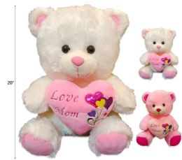 12 Bulk White And Pink Mother's Day Bear