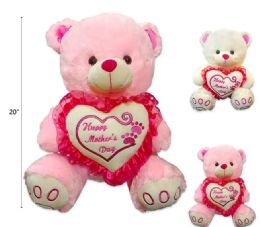 12 Bulk White And Pink Happy Mother's Day Bear