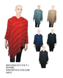 48 Bulk Womens Plain Design Shawl Assorted Color