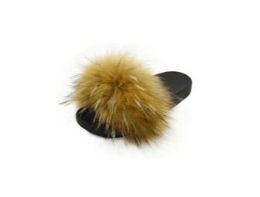 18 Bulk Girls Faux Fur Fuzzy Comfy Soft Plush Open Toe Indoor Outdoor Spa Bedroom Slipper In Brown