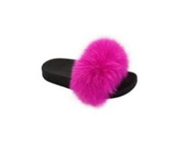 18 Bulk Girls Faux Fur Fuzzy Comfy Soft Plush Open Toe Indoor Outdoor Spa Bedroom Slipper In Fuschia