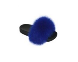 18 Bulk Girls Faux Fur Fuzzy Comfy Soft Plush Open Toe Indoor Outdoor Spa Bedroom Slipper In Blue