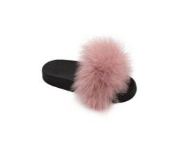18 Bulk Girls Faux Fur Fuzzy Comfy Soft Plush Open Toe Indoor Outdoor Spa Bedroom Slipper In Pink