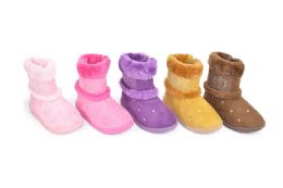48 Bulk Girls Boots Assorted Color And Size