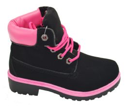 12 Bulk Girls Boots Assorted Size -- Color Bk/fuchsia