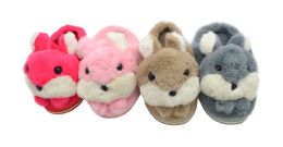 36 Bulk Girls Fuzzy Slippers Bunny Fluffy Sandals Cute Warm Cozy Plush Slip On Kids House Slippers