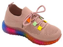 18 Bulk Girls Casual Stylish Jogger Mesh Non Slip Lightweight Sneakers For Toddler Girls In Pink