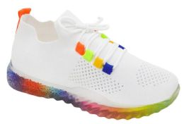 18 Bulk Girls Casual Stylish Jogger Mesh Non Slip Lightweight Sneakers For Toddler Girls In White