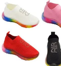 18 Bulk Girls Sneakers Kids Lightweight Slip On Running Shoes Walking Shoes Breathable Tennis Shoes In Black