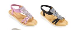 24 Bulk Girls Sandals Cute Open Toe Flats Dress Sandals Summer Shoes With Rhinestone Hearts