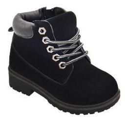 12 Bulk Girls Snow Boots Comfortable Outdoor Anti Slip Ankle Boots Suede Warm Booties Lace Up In Black