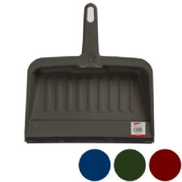 24 Bulk Dust Pan W/rubber Lip 12in Heavy Duty 4 Colors