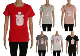 48 Bulk Womens Perfume Printed T Shirt Casual Summer Short Sleeve Graphic Tees