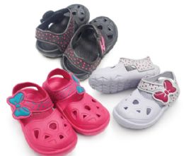 36 Bulk Girls Toddler  Touch Closure Clogs In Assorted Color