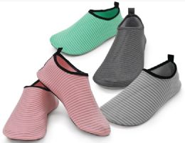 48 Bulk Womens Mesh Stripe Water Shoes In Assorted Color