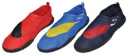 36 Bulk Men's Slip On Aqua Shoes W/ Two Tone Mesh Details