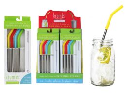24 Bulk Kumb's Kitchen Eco Friendly Reusable Drinking Straws With Brush Cleaner 4 Pack
