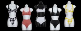 36 Bulk Junior Fashion Two Piece Ribbed Swimsuits With Adjustable Lace Center