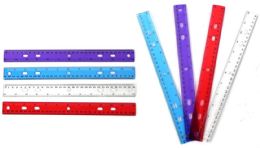 288 Bulk 12 Inch Transparent Rulers Assorted Colors