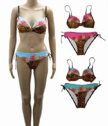 48 Bulk Women Floral Printed Low Waisted Bikini Set Two Piece Bathing Suit