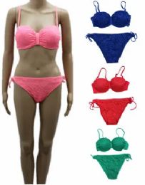 36 Bulk Women's Back Hook Closure Bikini Adjustable Straps Swimsuit Assorted Color
