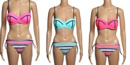48 Bulk Women's Striped Bikini Swimsuit
