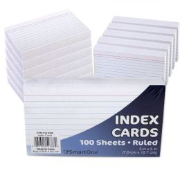 100 Bulk Wholesale Pack Of 100 Index Cards - 3” X 5”