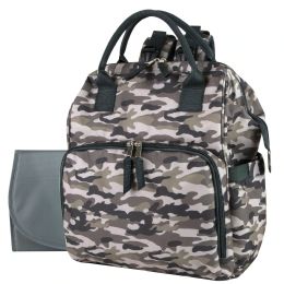 12 Bulk Baby Essentials Tote Convertible Wide Opening Backpack - Camo