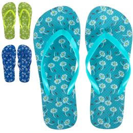 50 Bulk Women's Printed Flip Flops Floral Pattern
