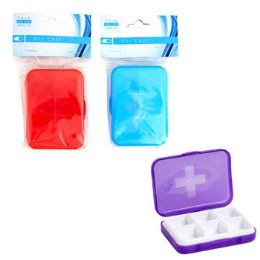 36 Bulk Pill Case 3.5 X 2.5in Plastic 3ast Clrs/removable 6slot Tray Hba Pbh Purple/red/blue
