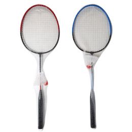 36 Bulk Badminton Racket W/birdie 24.5in 2-Tone Racket 2ast Clrs Netbag W/hang Tag