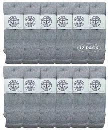 24 Bulk Yacht & Smith Men's Cotton 28" Inch Terry Cushioned Athletic Gray Tube Socks Size 10-13
