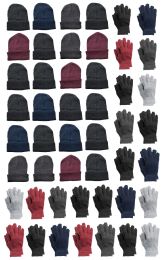 24 Bulk Yacht & Smith Unisex Assorted Colored Winter Hat & Glove Set