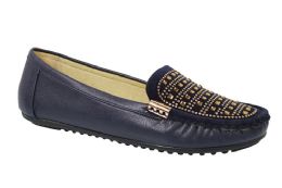 18 Bulk Women Classic Leather Loafers Shoes Comfort Walking Moccasins Soft Sole Shoes Color Blue Size 5-10