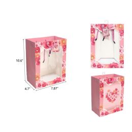 144 Bulk 8"x5"x11" Rose Open Window Gift Bag