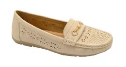 12 Bulk Women Slip On Loafers Casual Flat Walking Shoes Color Beige Size 5-10