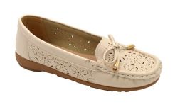 12 Bulk Women Slip On Loafers Casual Flat Walking Shoes Color Beige Size 5-10