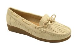 12 Bulk Womens Loafers Soft Comfortable Flat Shoes Non - Slip Lightweight Color Beige Size 5-11