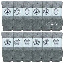 6 Bulk Yacht & Smith Women's 26 Inch Cotton Tube Sock Solid Gray Size 9-11