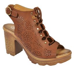 12 Bulk Platform Sandals For Women Ankle Strap Open To Dress Color Brown Size 5-10