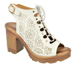 12 Bulk Platform Sandals For Women Ankle Strap Open To Dress Color White Size 6-10